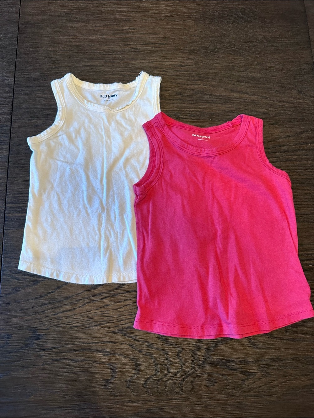 Old Navy Girls White and Bright Pink Tank Top Duo